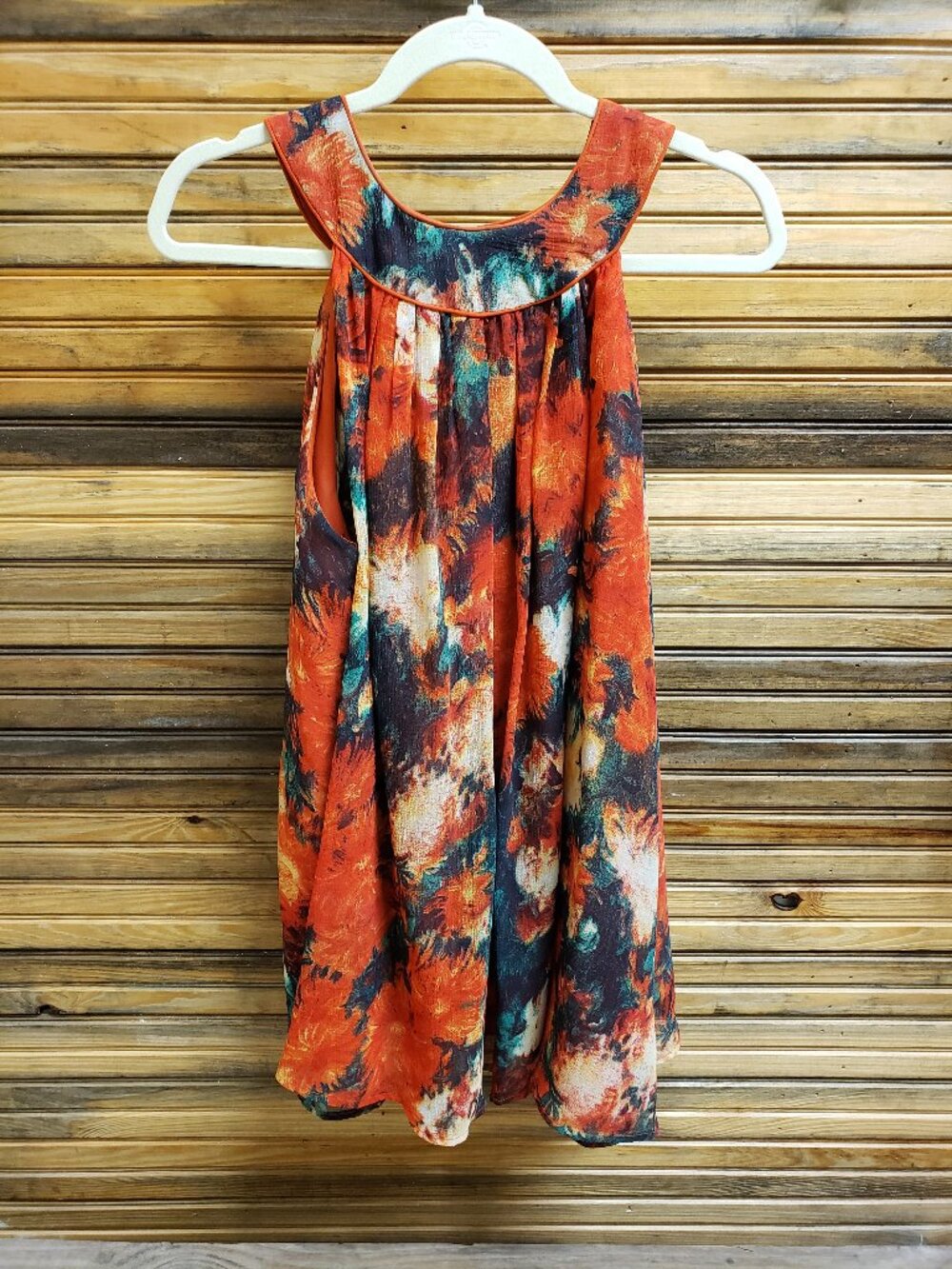 Double Zero (DZ) Abstract Floral Sleeveless Mini Dress Tunic Top Lined Size L